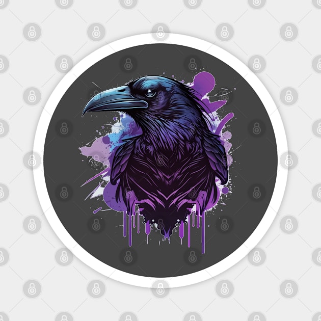 Raven Graphic Goth Black Crow Magnet by Linco